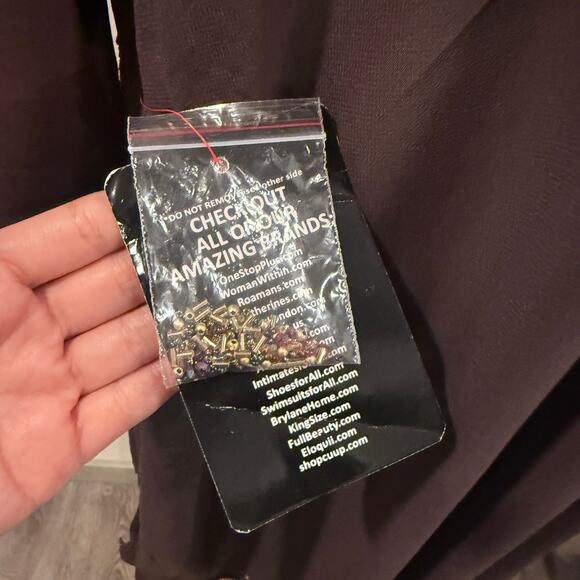 Roaman's Brown Embellished Beaded Sequin Duster Kimono 28 NEW Holiday Flowy - Picture 9 of 9